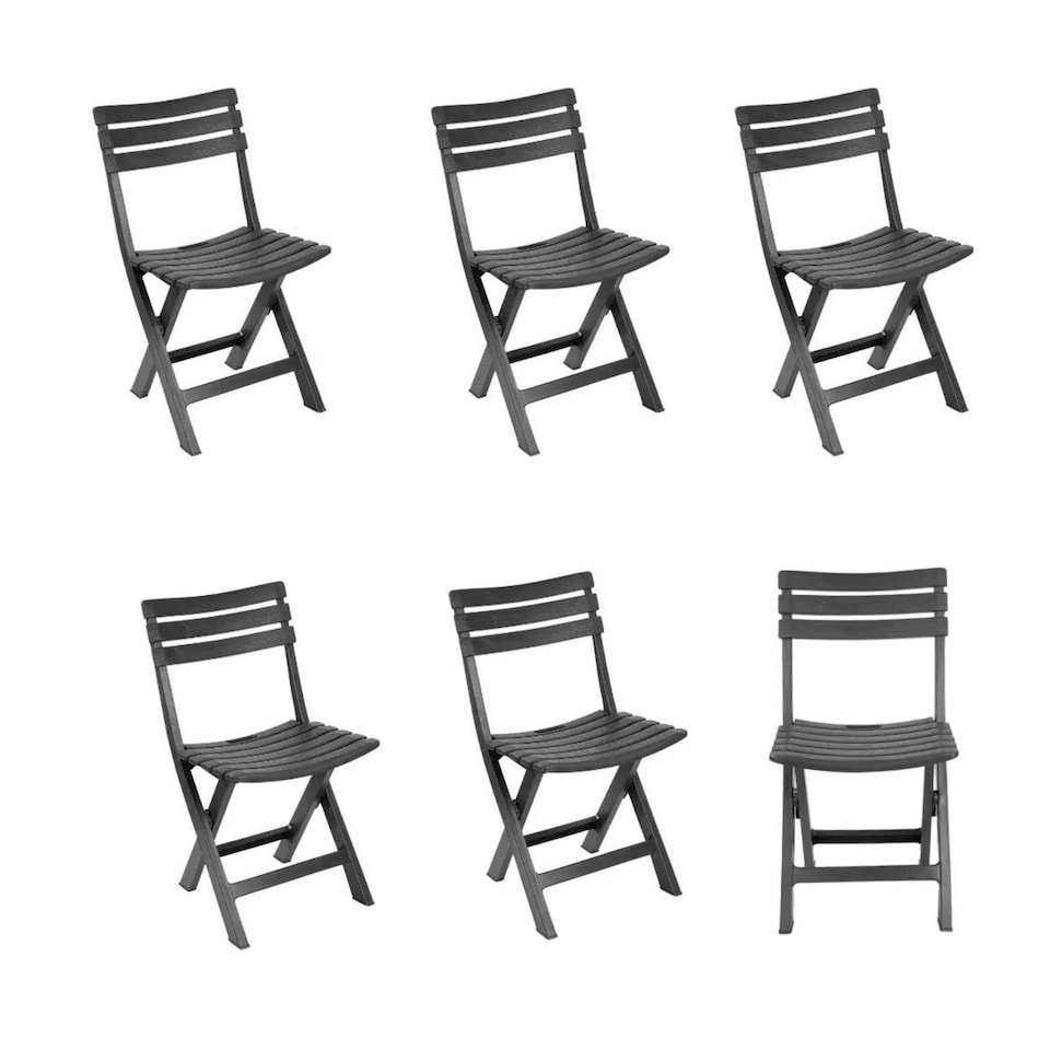 image 1 of Collapsible Folding Garden Chair Set - Camping Patio Lounge Seat | Grey | 6