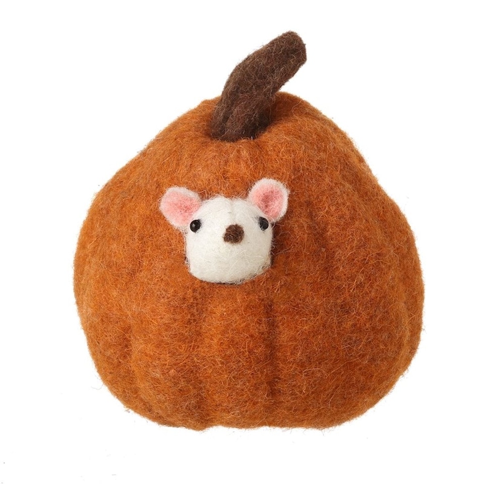 Heaven Sends Halloween Felt Mouse in Large Pumpkin Decoration