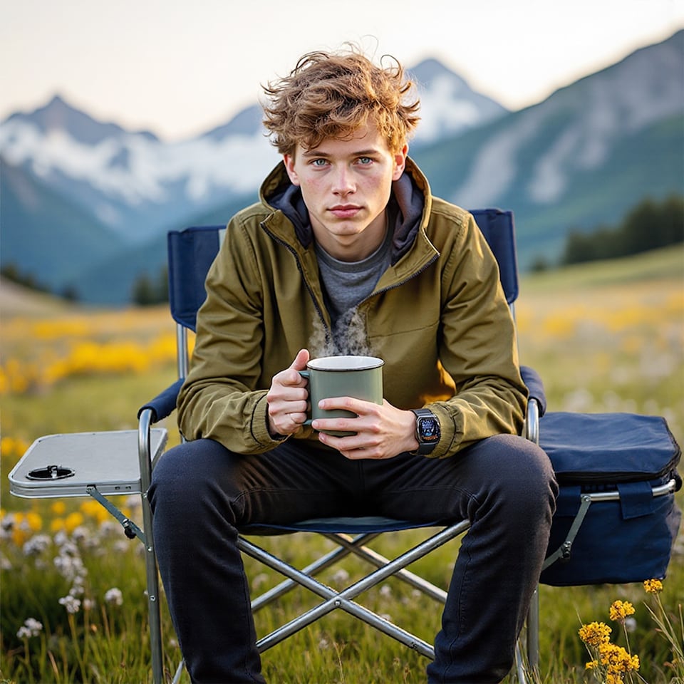 image 1 of Gr8 Garden Folding Directors Camping Chair Portable Seat with Side Table Storage Cooler Bag