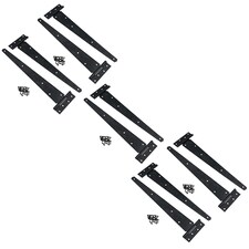 16in / 400mm Heavy Duty T Tee Hinges For Shed + Garden Gates Black Finish 10pc