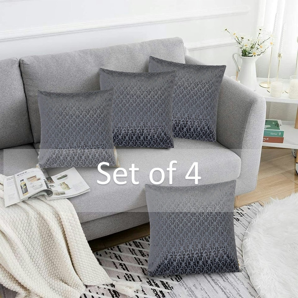 image 1 of Textured Velvet 45cm x 45cm Charcoal Cushion Set of 4 | Grey | 45cm x 45cm x 10cm | 4