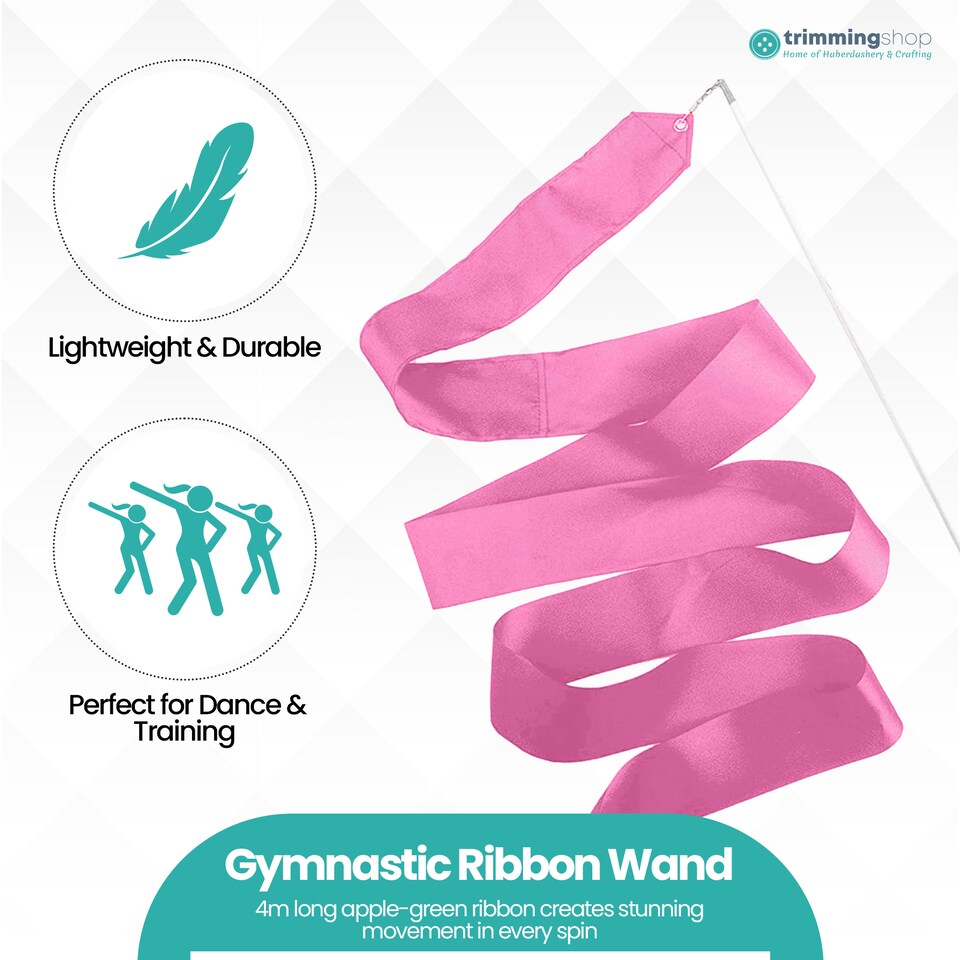 image 1 of 4 Metres Gymnastics Ribbon Wand, Satin Dance Streamer - 1pc