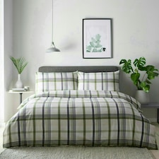Portfolio Home Prague Checkered Bedding Duvet Cover Set Green | Super King