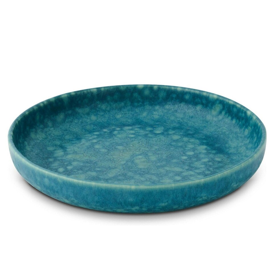 image 1 of Curateology LoHo Set of 4 Stoneware Pasta Bowls 21.5cm - Reactive Glaze Forest Green