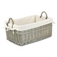 image 6 of Large Shallow Lined Antique Wash Storage Basket | White | White