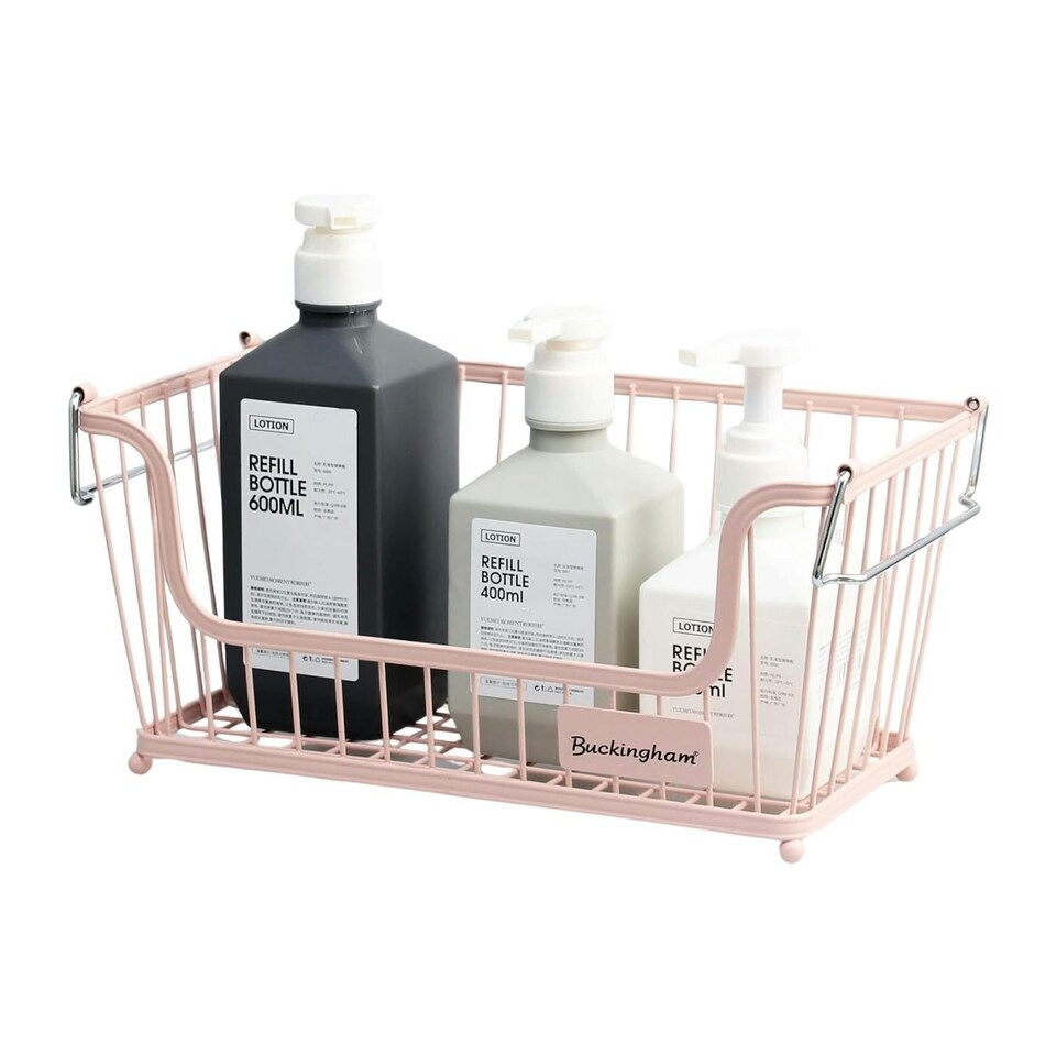 image 1 of Buckingham Multi-Purpose Stackable Storage Organising Basket 30.5 x 16 x 15 cm Baby Pink