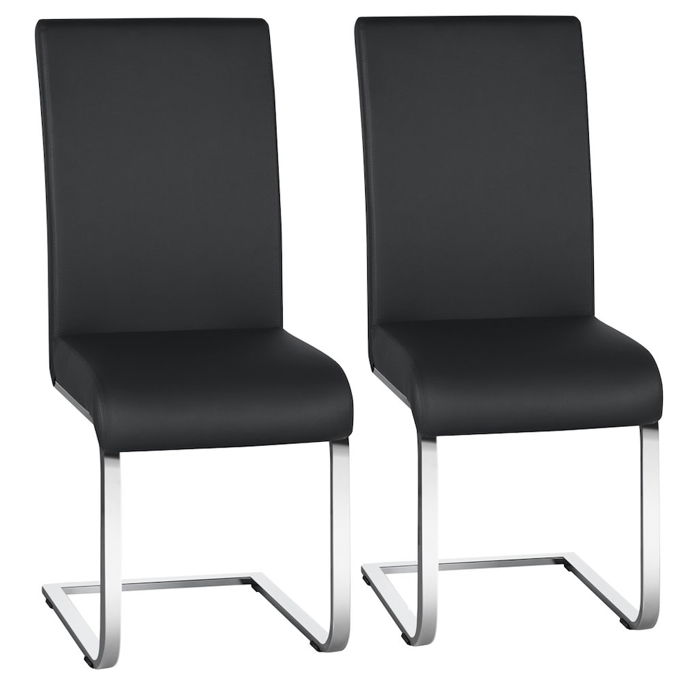 image 1 of Yaheetech Set of 2 Dining Chairs Faux Leather Chairs with Metal Legs Grey | Dark Grey