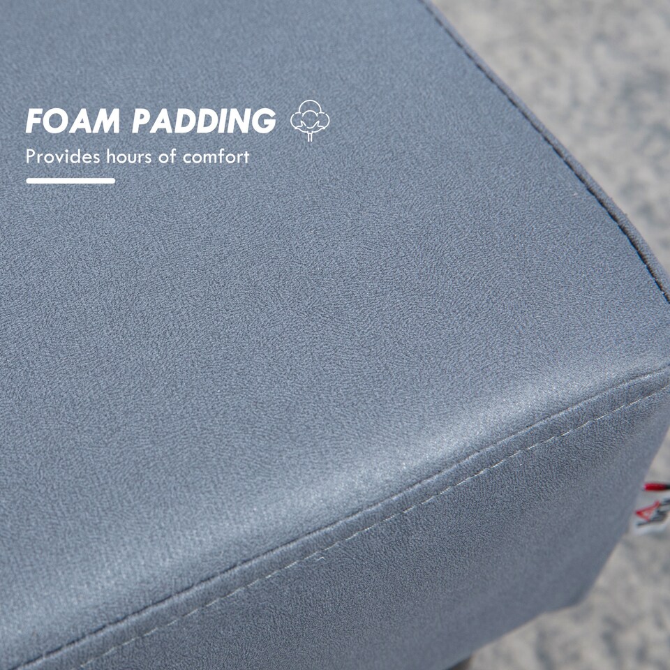 image 1 of HOMCOM Microfiber Cloth Footstool, Small Foot Rest, Rectangle Sofa Stool for Bedroom Living Room, Grey