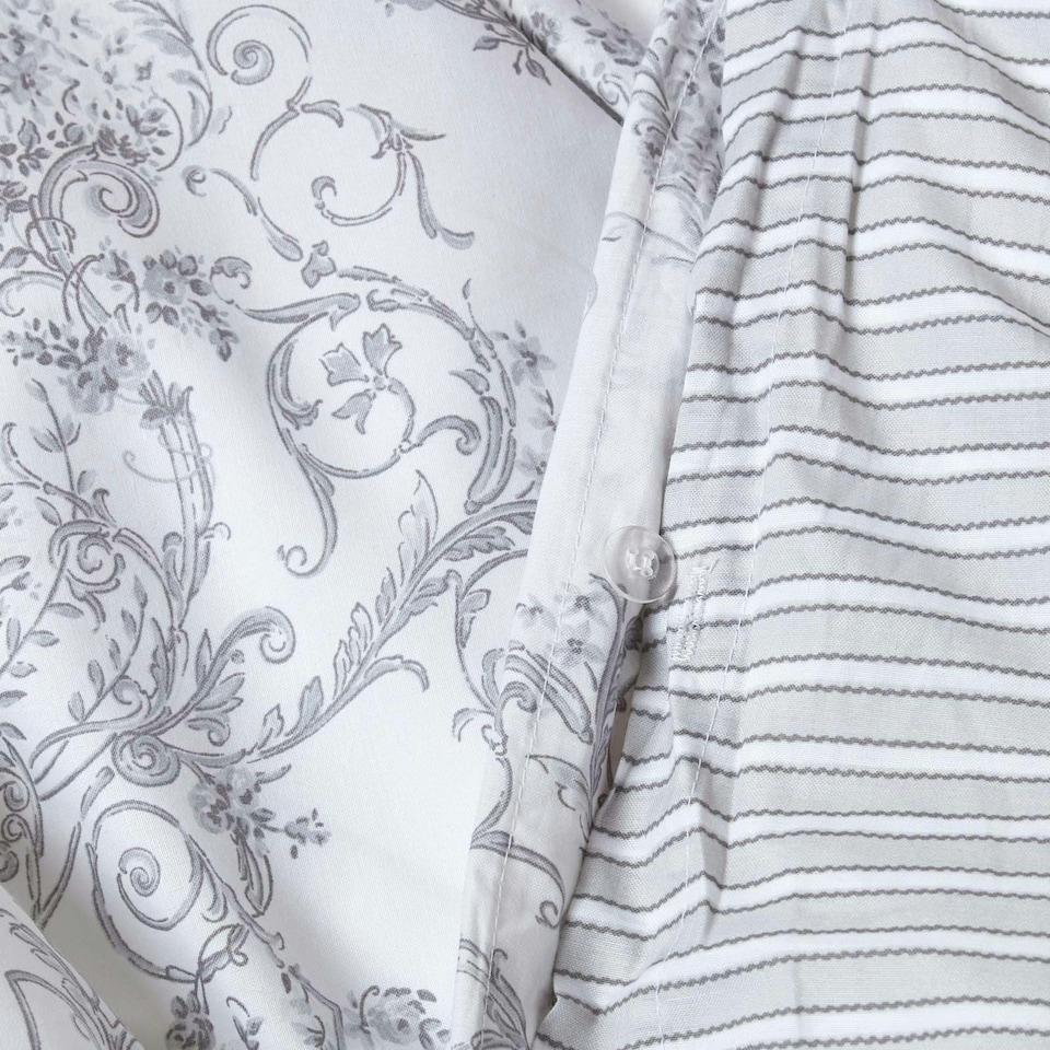 image 1 of Homescapes French Toile Patterned Duvet Cover Set, Double | Grey