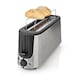 image 1 of Long Slot Toaster, Long Slice or 2 Slice Stainless Steel Toaster with Bun Warming Rack, 6 Browning Levels, Removeable Crumb Tray, Defrost and Reheat, 1000W