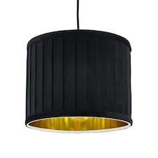 Sundance - Black Velvet Pleated 25cm Lamp Shade with Gold Inner Black | Gold