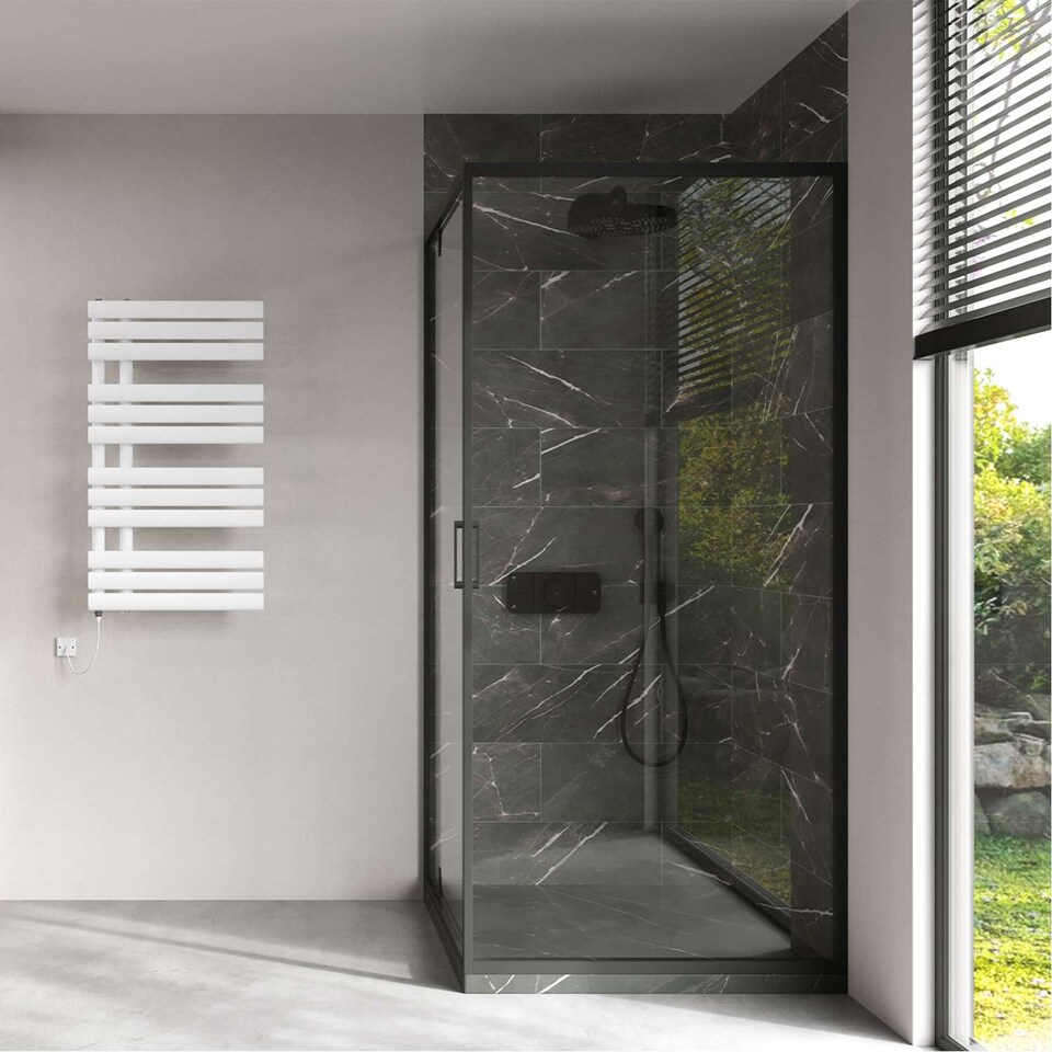 image 1 of Percival Electric Towel Rail Standard Heated Bathroom Radiator - White (H) 884mm x (W) 500mm - 400W
