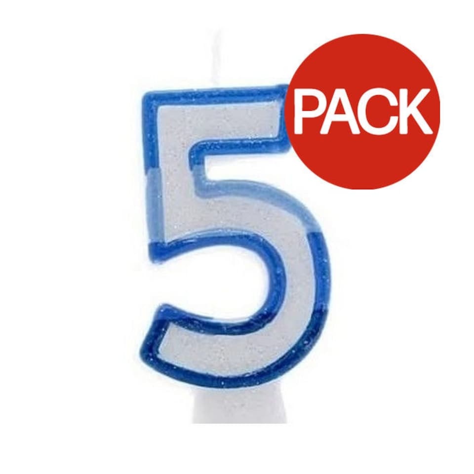 5 Number Candle (Pack of 6) - Kale Blue - One Size