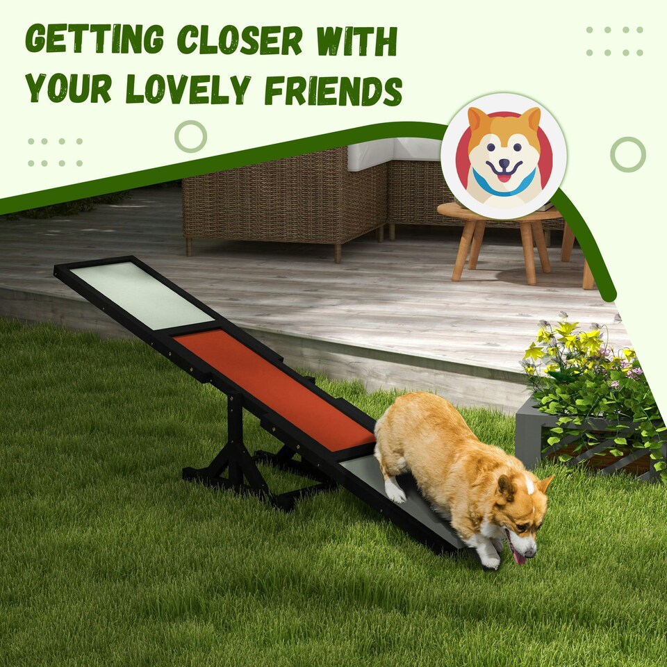image 1 of PawHut Wooden Pet Seesaw for Big Dogs with Anti-Slip Surface, Black
