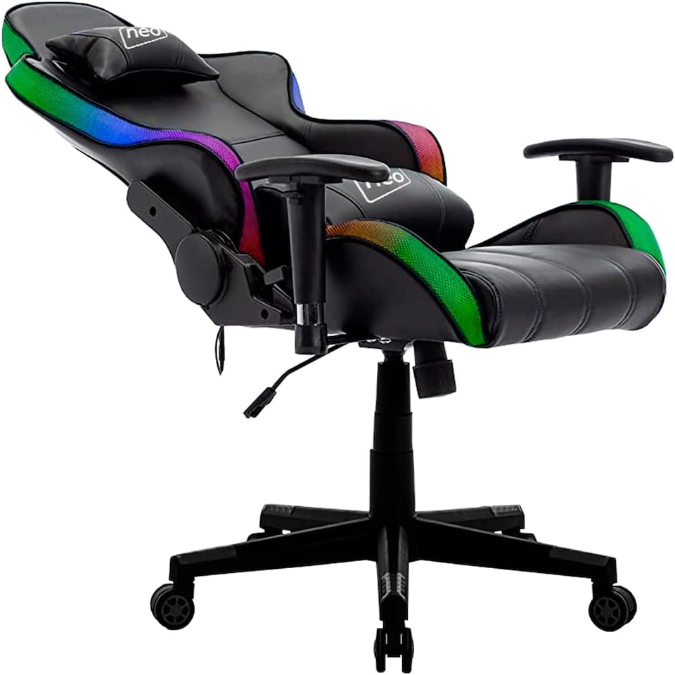 image 1 of Neo Black Leather Gaming Chair with LED Lights