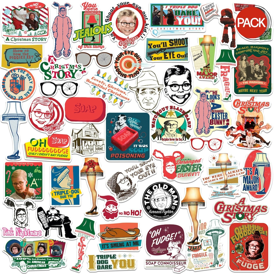 A Christmas Story Deluxe Stickers (Pack of 50) - Multicoloured - One Size