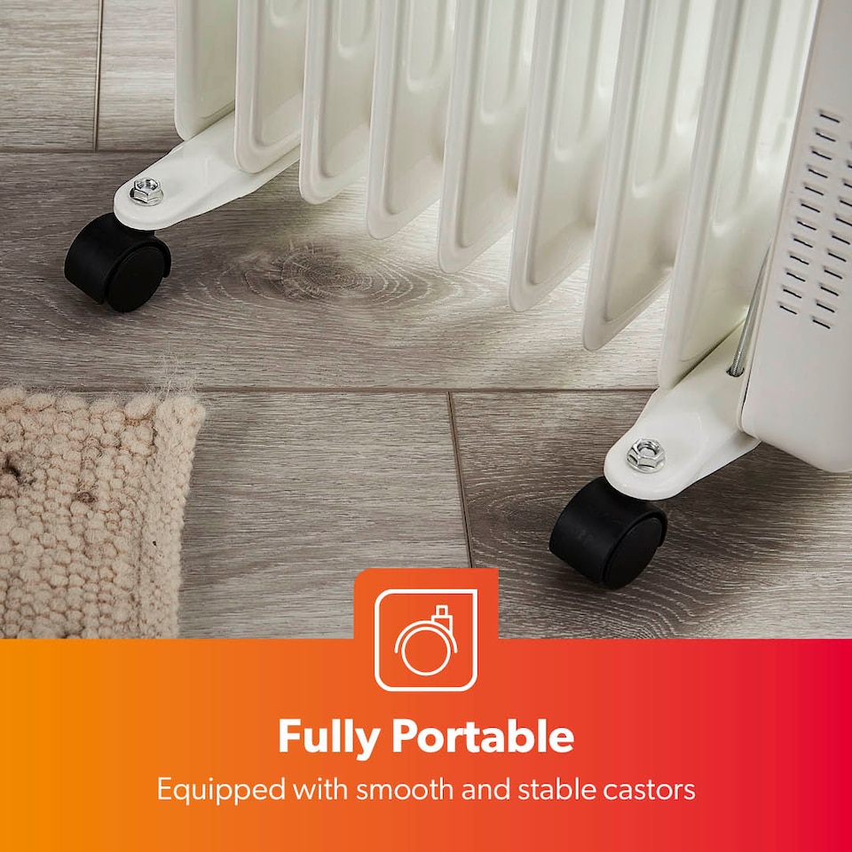 image 1 of GEEPAS 11 Fin Digital Oil Filled Radiator Heater 2500W White
