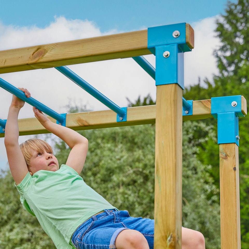 image 1 of TP Skywood Wooden Play Tower with Ripple Slide, Monkey Bars & Double Swing Arm - FSC® certified