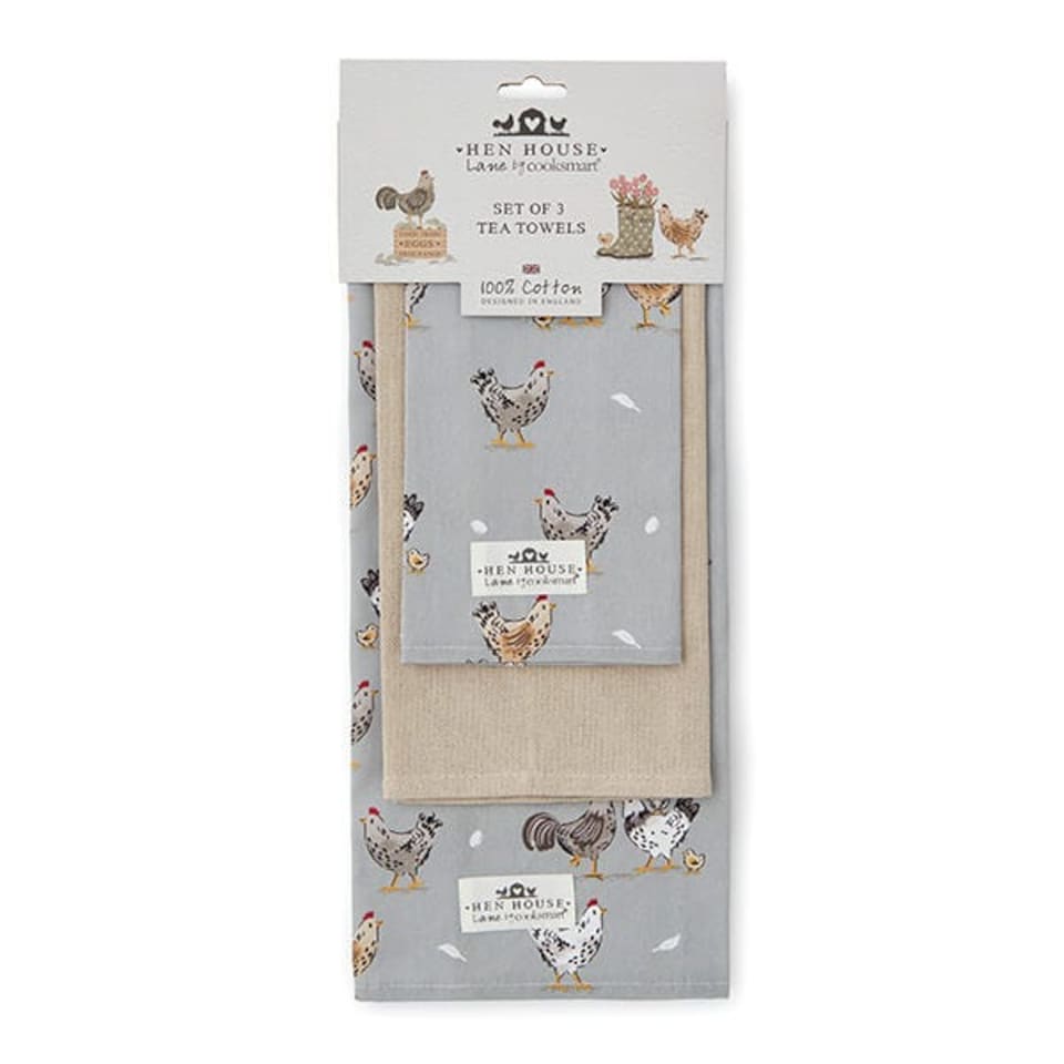 image 1 of Cooksmart Hen House Lane Pack of 3 Tea Towels