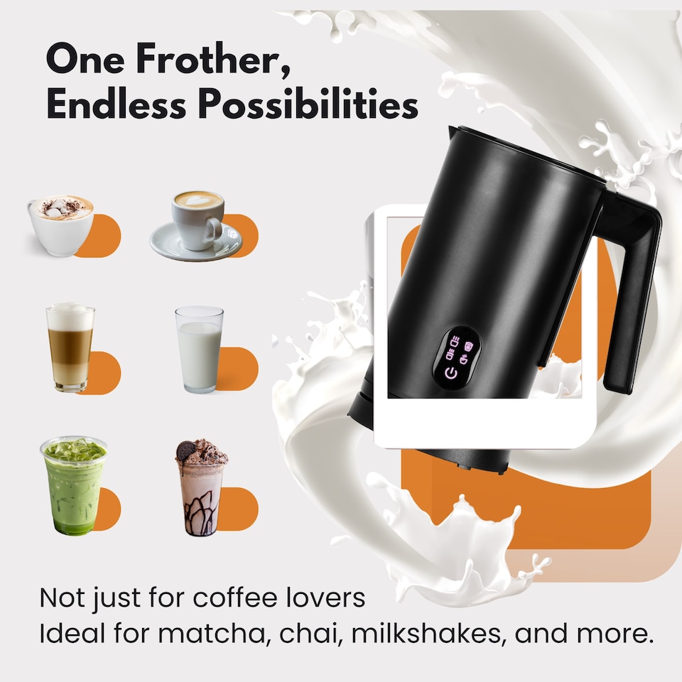 image 1 of Straame Electric Milk Frother – Professional Automatic Foam Maker