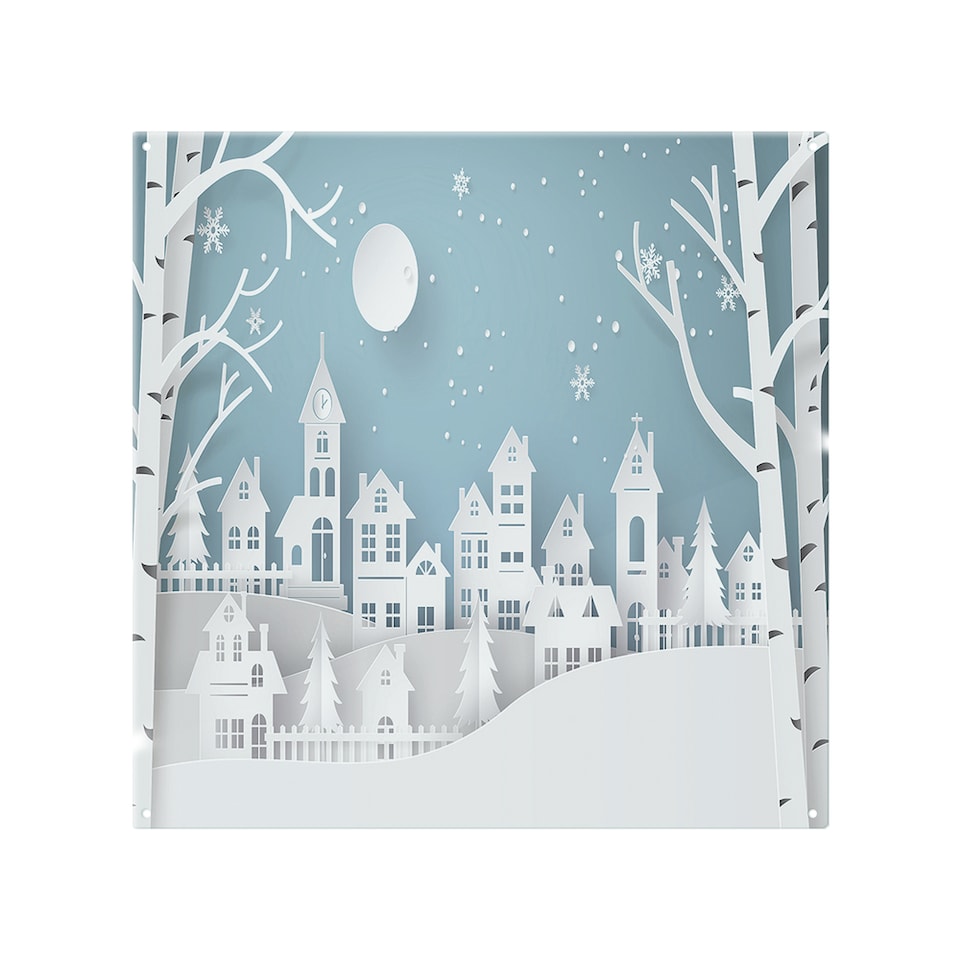 image 1 of Winter Snow Urban Countryside Dining Splash Back | White