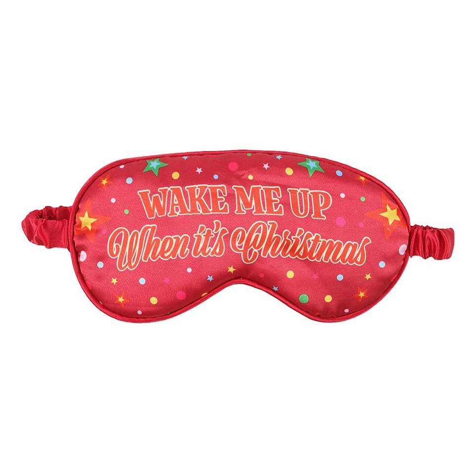 Something Different Wake Me Up When Its Christmas Satin Sleep Mask - Red - One Size