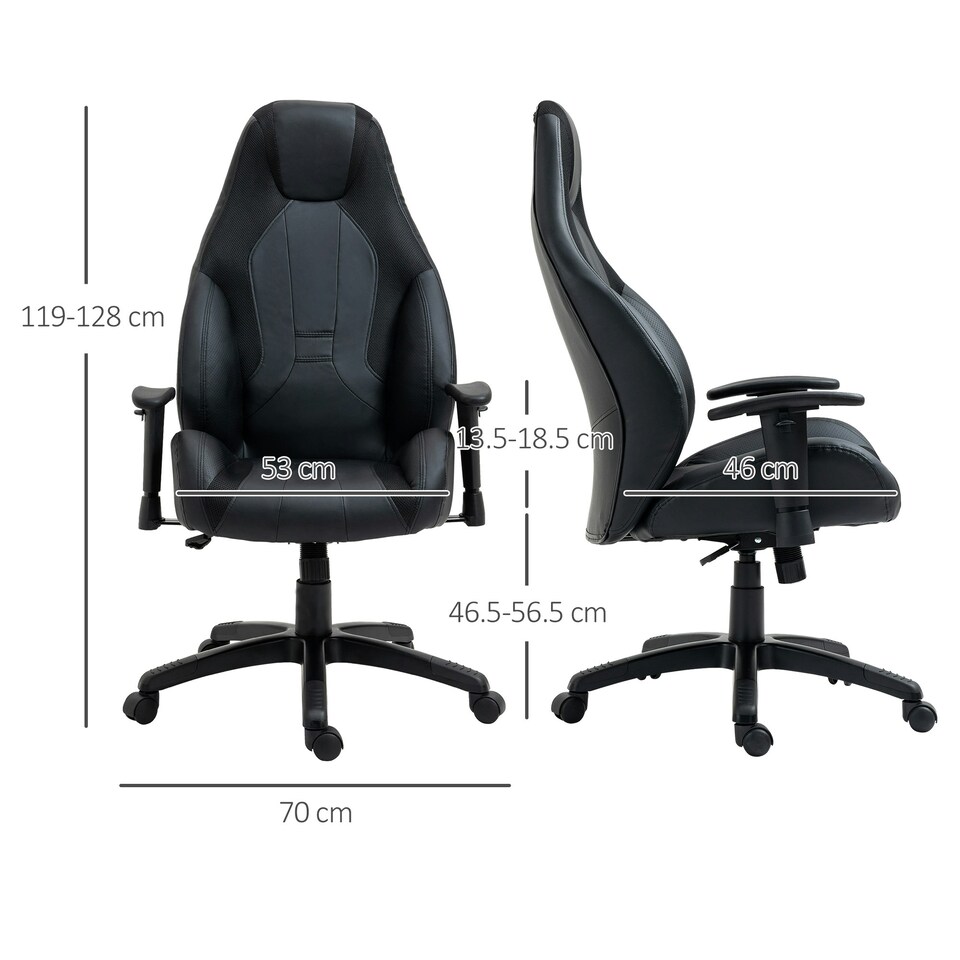 image 1 of Vinsetto High Back Executive Office Chair Gaming Recliner w/ Footrest, Black