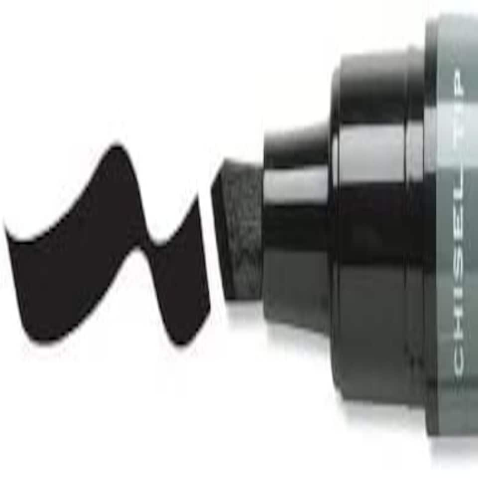 image 1 of Pack of 10 Black Permanent Marker Pen Chisel Tip by Q Connect