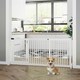 image 2 of PawHut Wooden Freestanding Pet Gate Adjustable w/ Door Lock Safe Barrier White