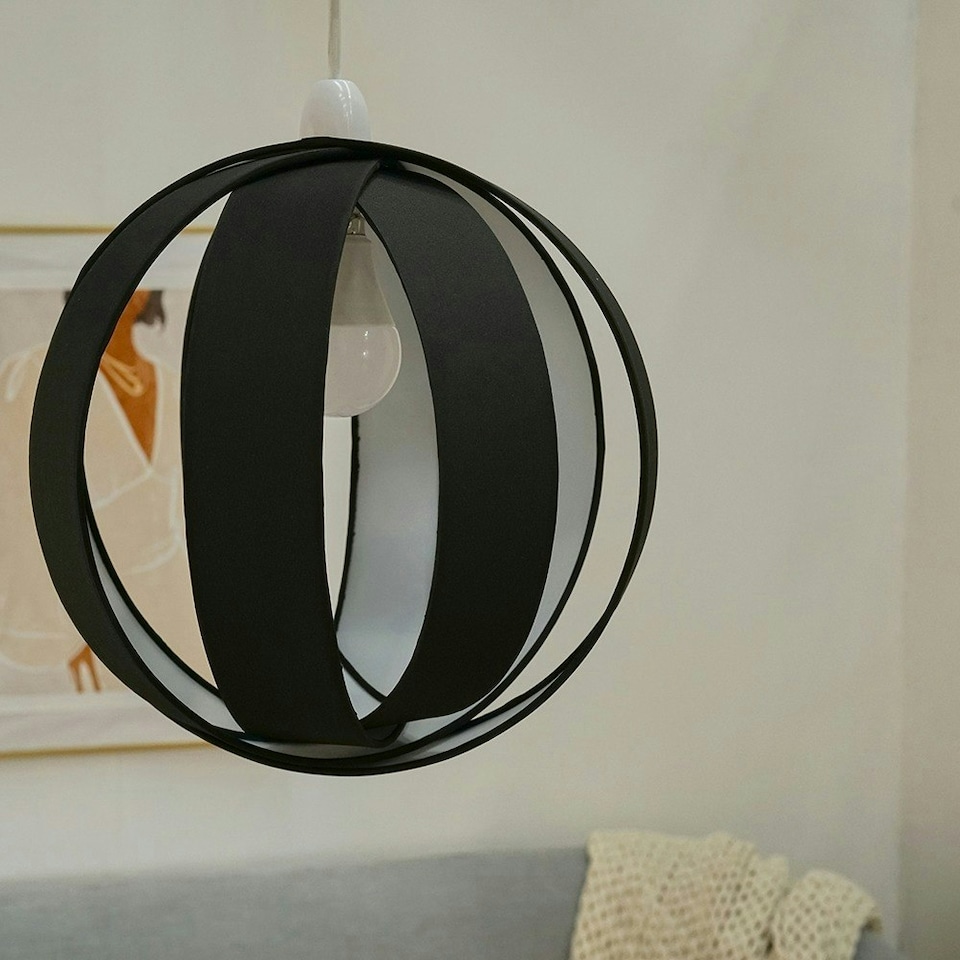 image 1 of ValueLights Black Modern Fabric Globe Ceiling Pendant Light Shade