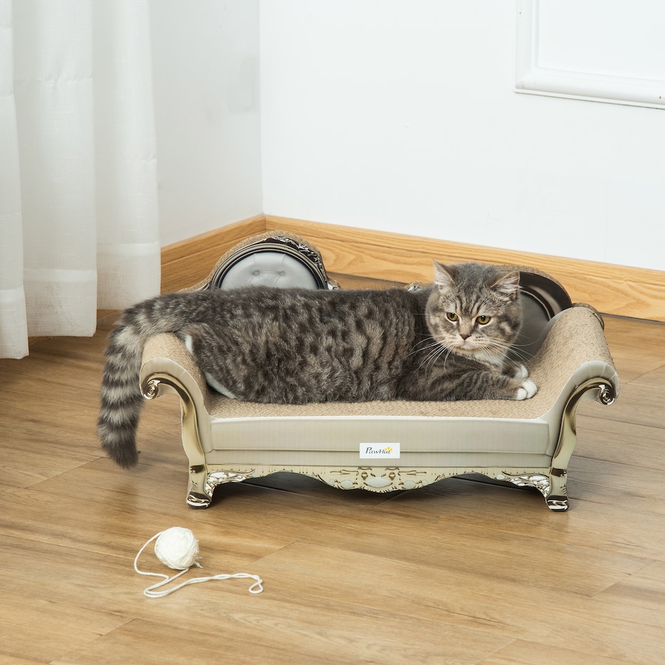 image 1 of PawHut Cat Scratching Pad, Indoor Corrugated Cardboard with Catnip, Brown
