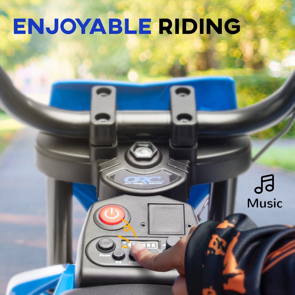 image 1 of AIYAPLAY 12V Kids Electric Motorbike, Kids Electric Ride on Motorcycle, Battery Powered Toy with Twist Grip Throttle, Training Wheels, Suspension System, Music, Blue