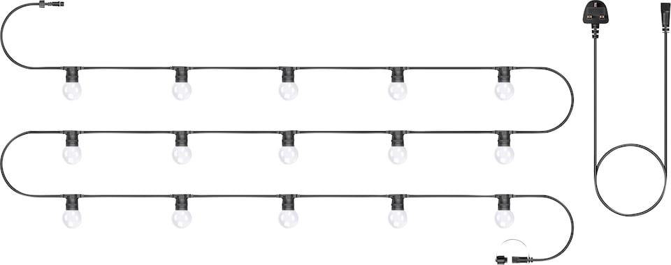 image 1 of Festoon Black Rubber IP65 5m/15x2w Warm White Clear lamps