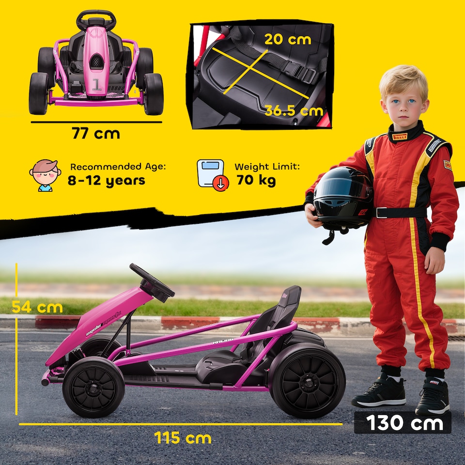 image 1 of HOMCOM 24V Electric Go Kart for Kids with Music, Horn Honking, Slow Start