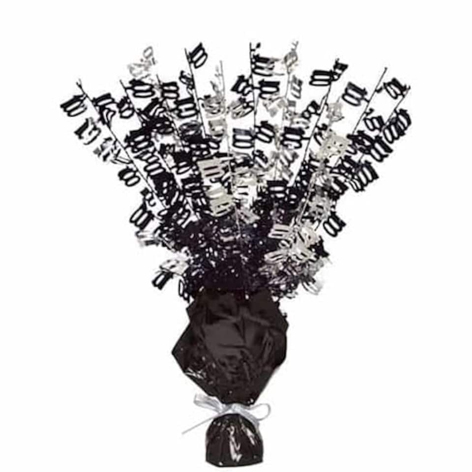Black Glitz 100th Birthday Balloon Weight Centrepiece