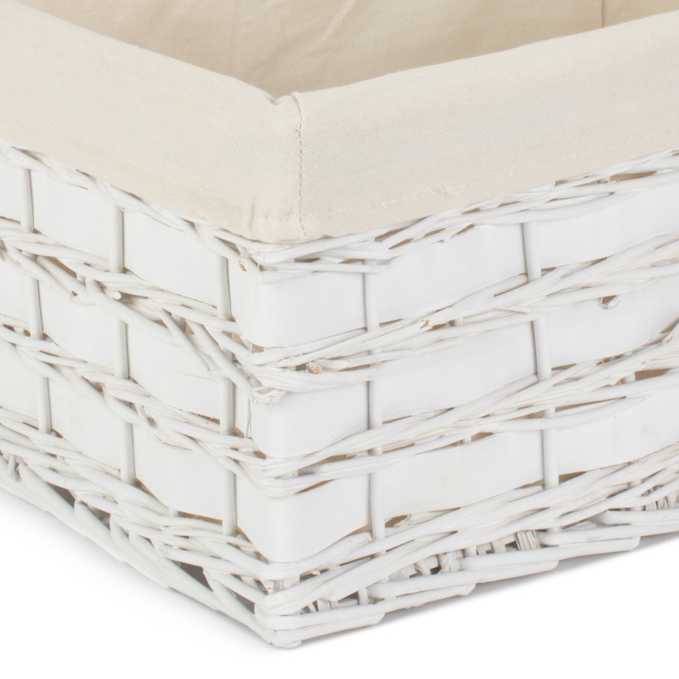 image 1 of Large White Scandi Storage Basket With White Lining | White | White