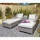 image 1 of 2 Seater Natural Stone Rattan Weave Garden Sun Lounger Set
