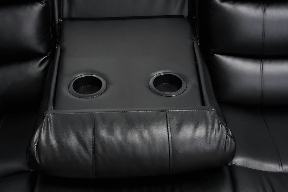 image 1 of Roma Recliner Leather 3 Plus 2 Seater Sofa Set, Armchair Inspired Home Theatre and Living Room Seating Black | Black | 2