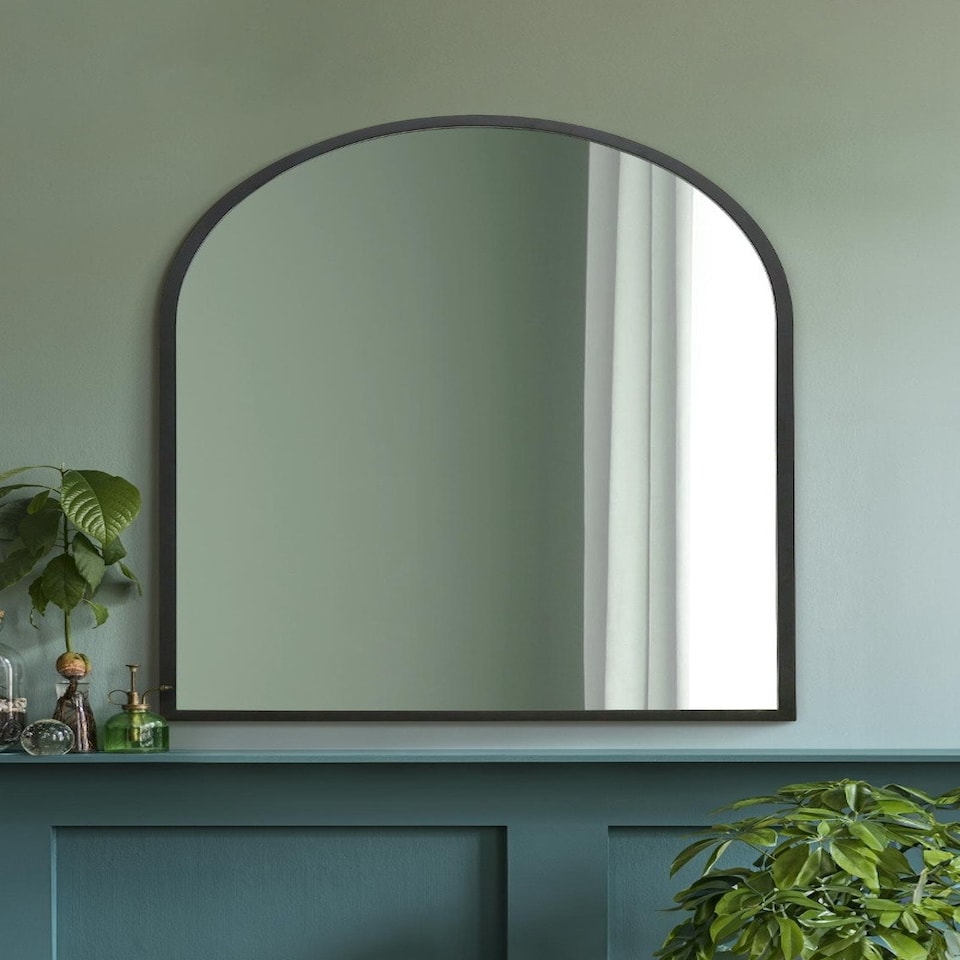 image 1 of The Arcus - Black Metal Framed Arched Wall Mirror 39" X 27" (100CM X 70CM). Suitable for Inside and Outside! Black
