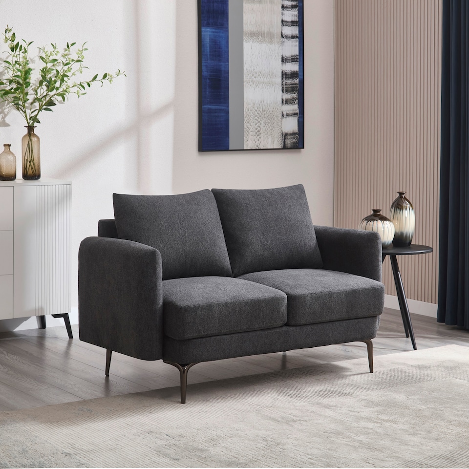image 1 of Sofia 2 Seater Fabric Scandi Style Sofa | Grey | Grey