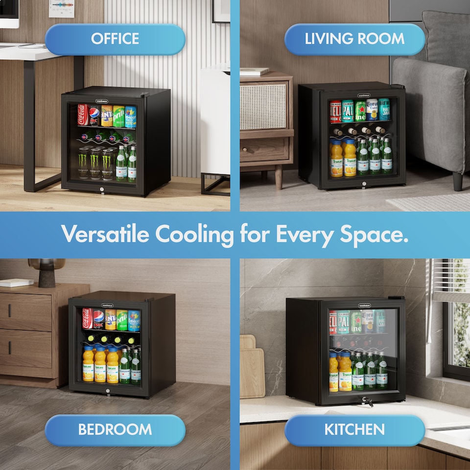 image 1 of VonHaus Drinks Fridge 43L with Reversible Glass Door