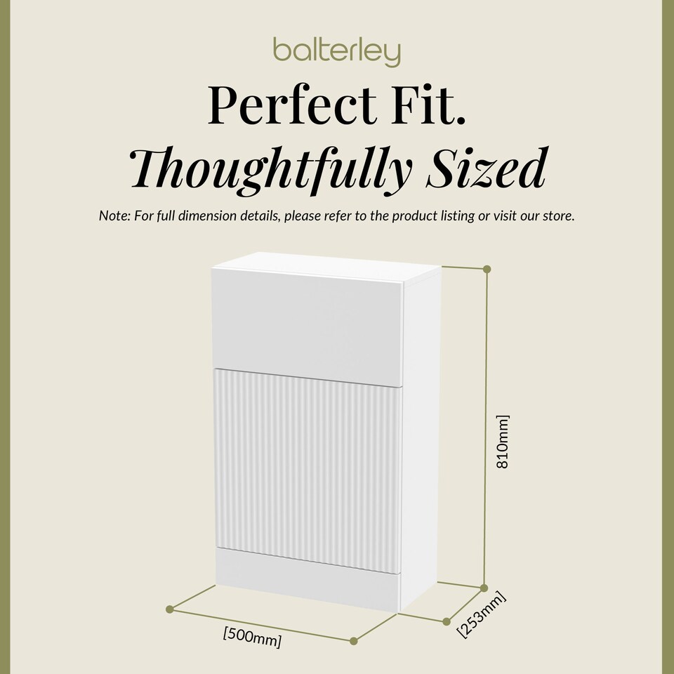 image 1 of Contemporary Fluted 500mm Floor Standing WC Unit, Satin White | White | Satin White | 253 x 500 x 810mm
