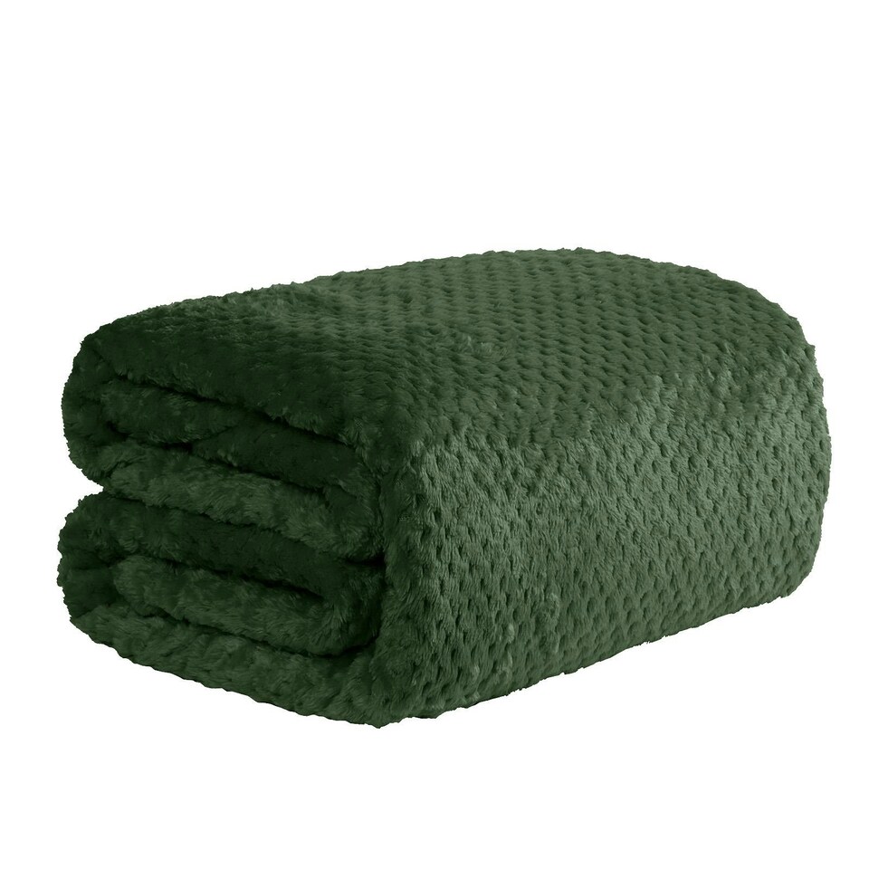 image 1 of OHS Luxury Mink Waffle Blanket, 150x200cm - Forest Green
