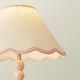 image 2 of ValueLights Bobbles Rose Pink Bobbin Table Lamp with Pink Trim Scallop Shade