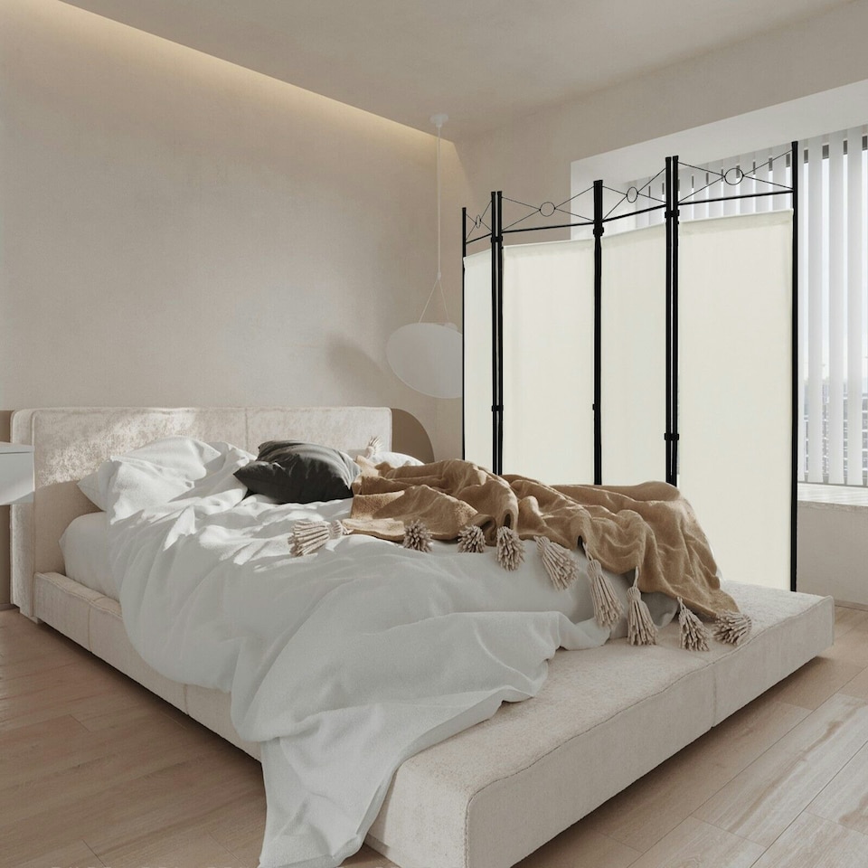 image 1 of COSTWAY 4-Panel Room Divider Folding Privacy Screen White White
