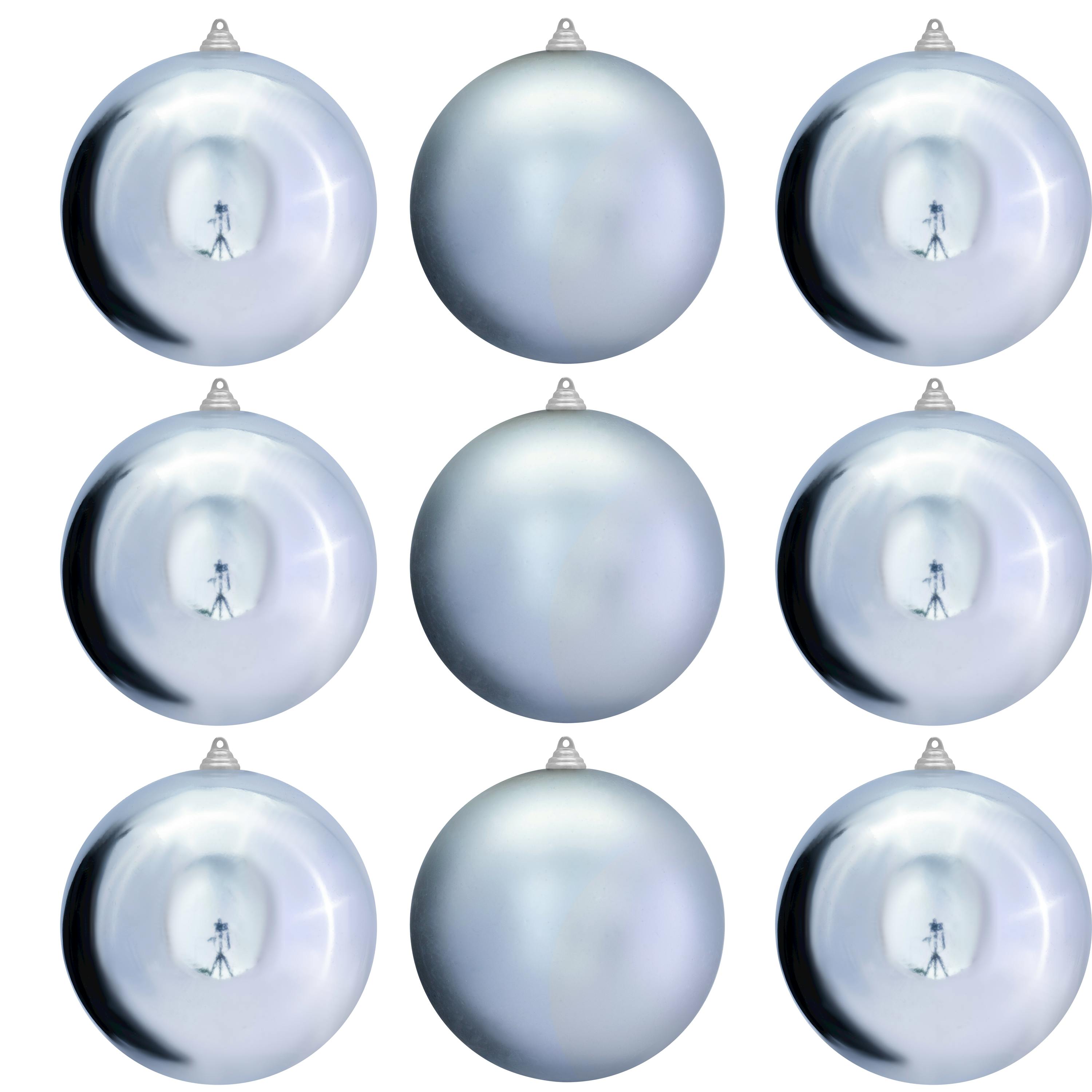 Christmas Tree World 20cm Bauble Set Shiny/Matt (12 pc) - Silver