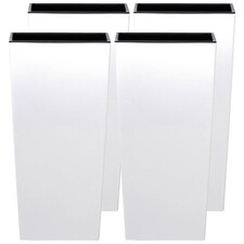 Urbi 12.5cm Square Plastic Planter Pot for Indoor & Outdoor Use | White | White & Set of 4 | 4