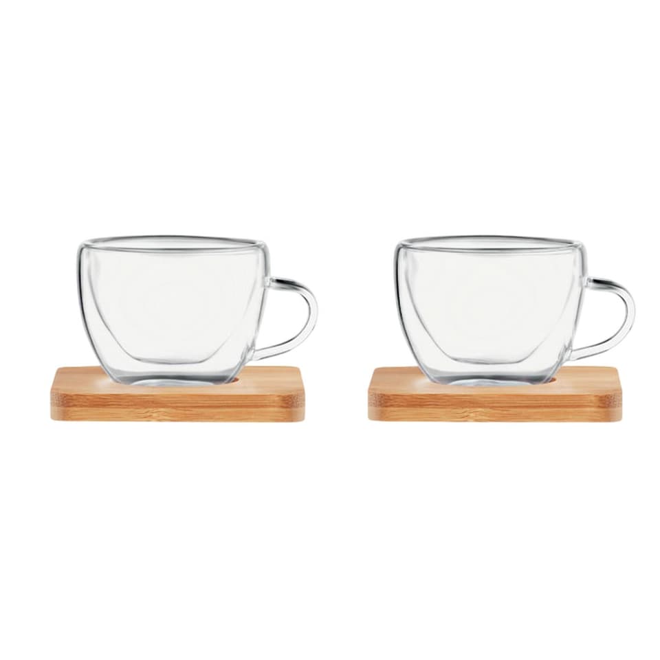 image 1 of MidOcean Belize Double-Walled Espresso Cup & Saucer Set | Clear | Transparent | One Size | 1