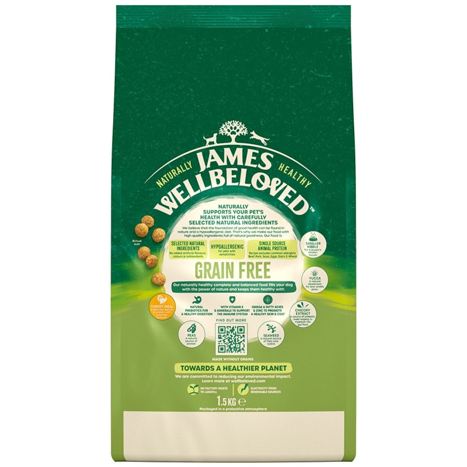 image 1 of James Wellbeloved Puppy Dog Grain Free Turkey Kibble Dog Food 1.5kg