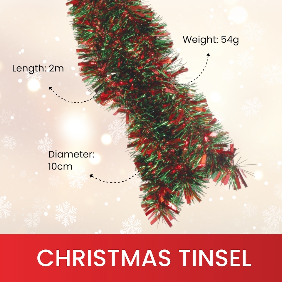 image 1 of Pack of 6 2m Christmas Chunky Tinsel - Red & Gold